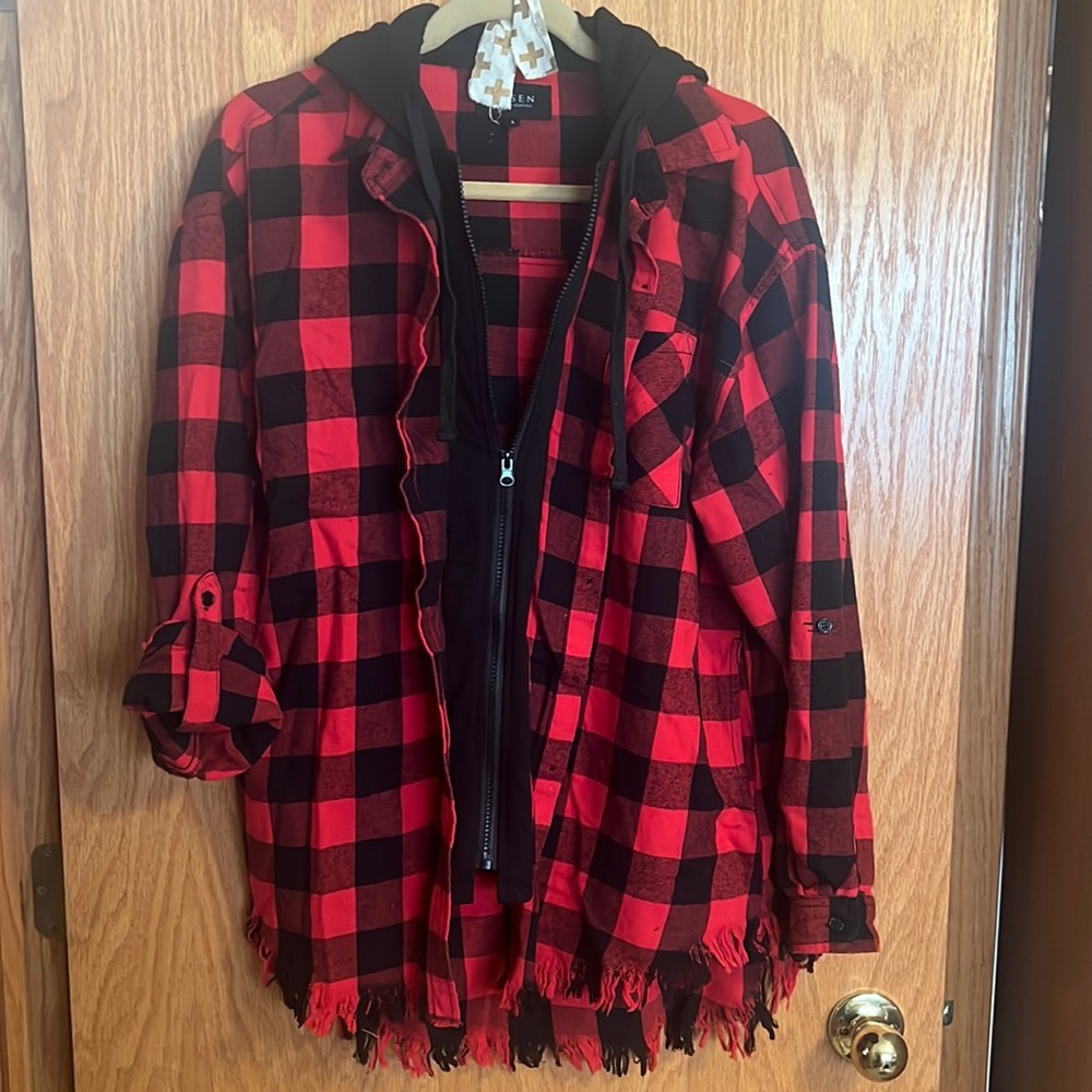 Plaid Zip Hooded Flannel